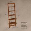5-Tier Bookshelf - Leaning Ladder Shelf for Display (Cherry)