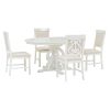 TREXM 5-Piece Retro Functional Dining Set, 1 Extendable Table with a 16-inch Leaf and 4 Upholstered Chairs for Dining Room and Kitchen (Antique White)