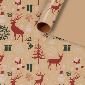 Kraft Paper Creative Gift Box Decorative Paper Santa Claus Snowman Snowflake Wrapping Paper (Option: Elk PZ0442-50x76cm)