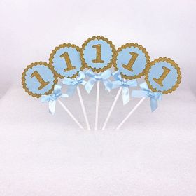 Cake Decoration Insert Card Dessert Table Decoration (Option: Blue 5pcs)