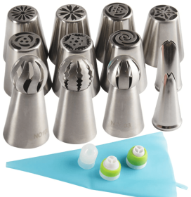 11pcs Russian Tulip Icing Piping Nozzles Tip Confectionery Flower Cream Nozzles Pastry Leaf Tips Cupcake Cake Decorating Tools (Option: 16piece set)