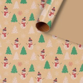 Kraft Paper Creative Gift Box Decorative Paper Santa Claus Snowman Snowflake Wrapping Paper (Option: Snowman PZ0465-50x76cm)