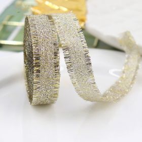 Gift Packaging Wedding Rib Gold And Silver Color Fringe With Bowknot Decorative Baking Ribbon Multicolor (Option: Gold And Silver Color-Width 16mm Length 45 MRoll)