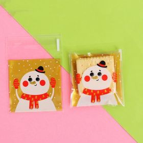 Christmas Old Man Sleigh Self-adhesive Self-sealing Cookie Packaging Bags (Option: Gold bottom snowman)