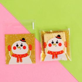 Christmas Old Man Sleigh Self-adhesive Self-sealing Cookie Packaging Bags (Option: Gold bottomsnowman)