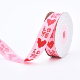 Packing Ribbon Love Pattern Flowers Ribbon Wedding Celebration Decoration Ribbon (Option: Pink Peach Heart 15CM-Pink Peach Heart-15cm Wide 10 Yards Roll)