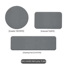 Natural Diatom Mud Hydrophilic Pad Simple Washstand Storage Pad (Option: Solid Color Three Piece Set)