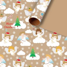 Kraft Paper Creative Gift Box Decorative Paper Santa Claus Snowman Snowflake Wrapping Paper (Option: Angel PZ0261-50x76cm)