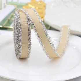 Gift Packaging Wedding Rib Gold And Silver Color Fringe With Bowknot Decorative Baking Ribbon Multicolor (Option: 826-Width 25mm, Length 45 MRoll)